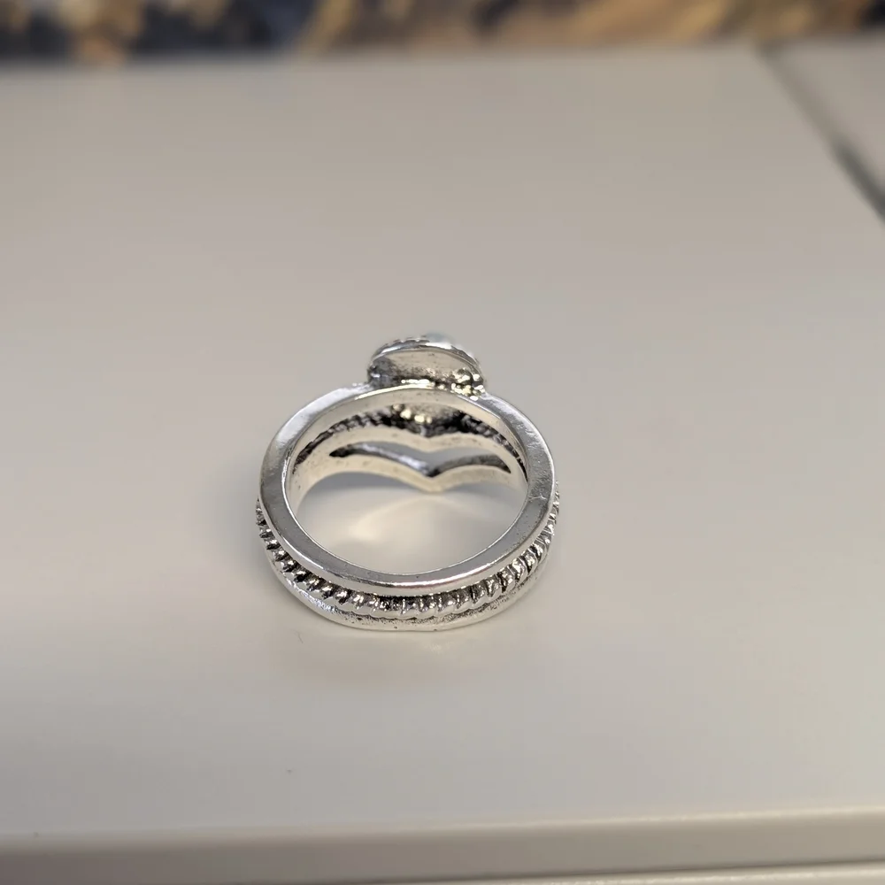 Silver Turquoise Stone Silver-Tone Ring